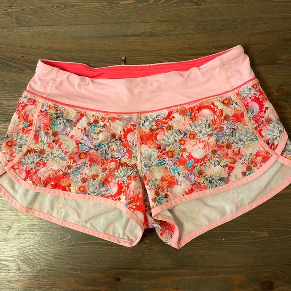 Lululemon Run: Speed Short *2-way Stretch Size 6 Floral Pink With Liner - Picture 5 of 10